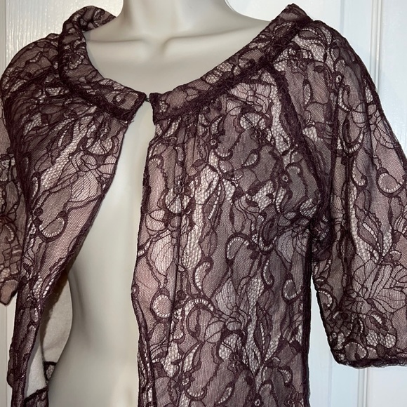 Moth Lace Shrug/sweater/jacket with Cream Underlay - Picture 2 of 5